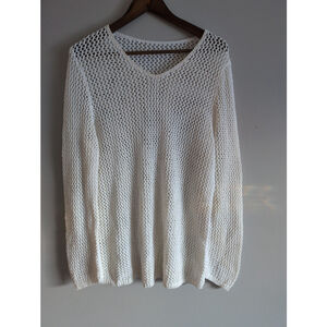 Open Knit Beachy Long Sleeves Top women sz M/L? Sheer Cottagecore Bohemian
